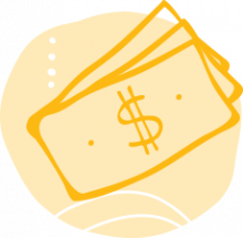 Cartoon icon of three bills