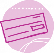 Cartoon icon of a cheque