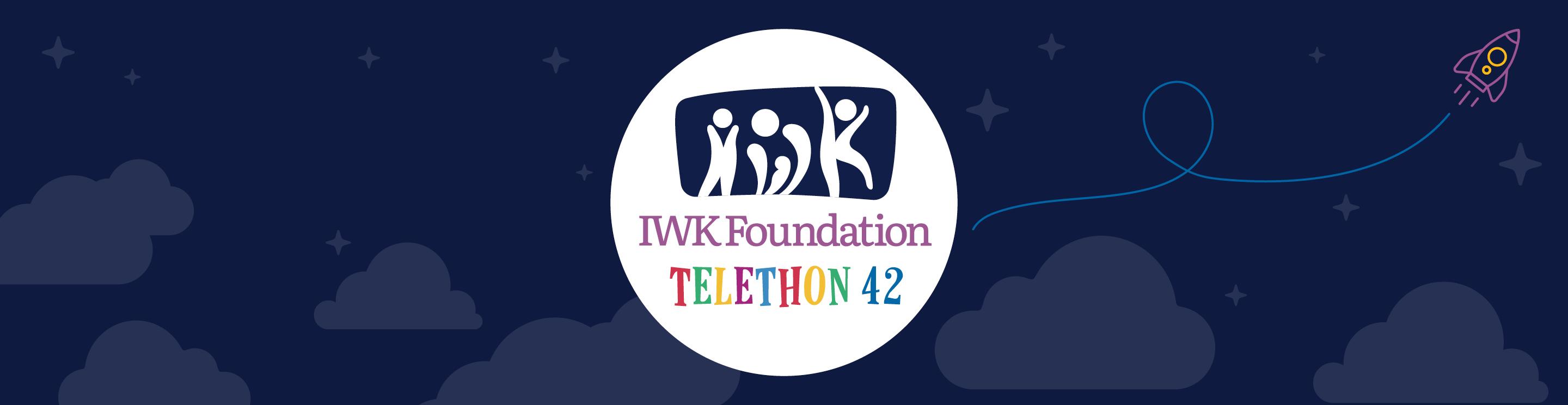 IWK Telethon logo against a dark blue background.