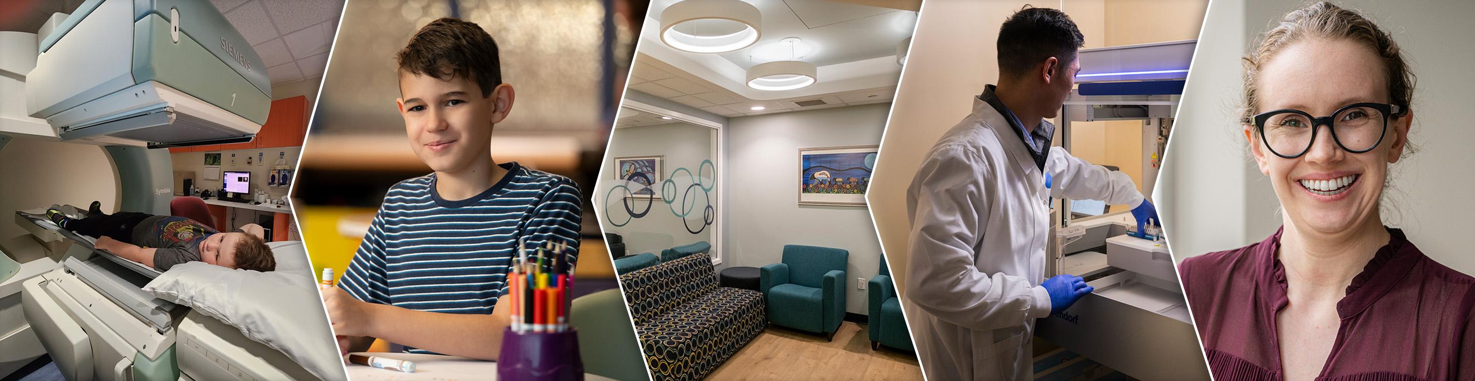 A photo collage of IWK patients and staff