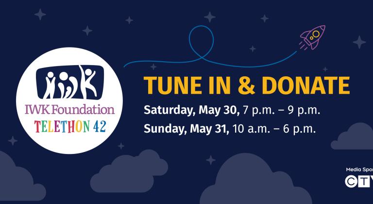IWK Foundation Telethon 42 donation event graphic with dates and times.
