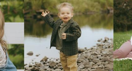 Portraits of Ellis and his family enjoying time together in a park.