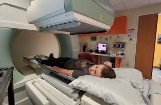 Jonas, an IWK patient, having a CT scan at the IWK