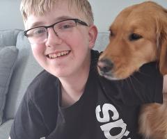 IWK patient, Peter from Nova Scotia, with his dog